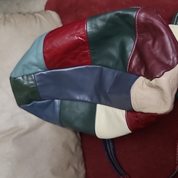 Vintage Leather Patchwork Shoulder Bag Purse Mexico - Picture 13 of 13